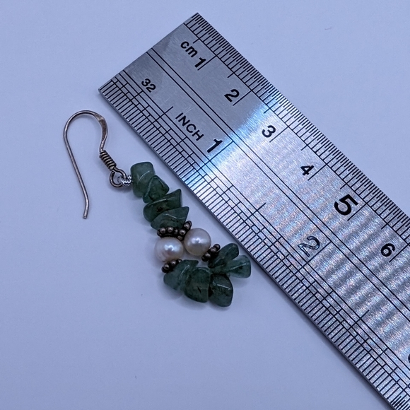 Adventurine and Pearl Earrings - Picture 3 of 3